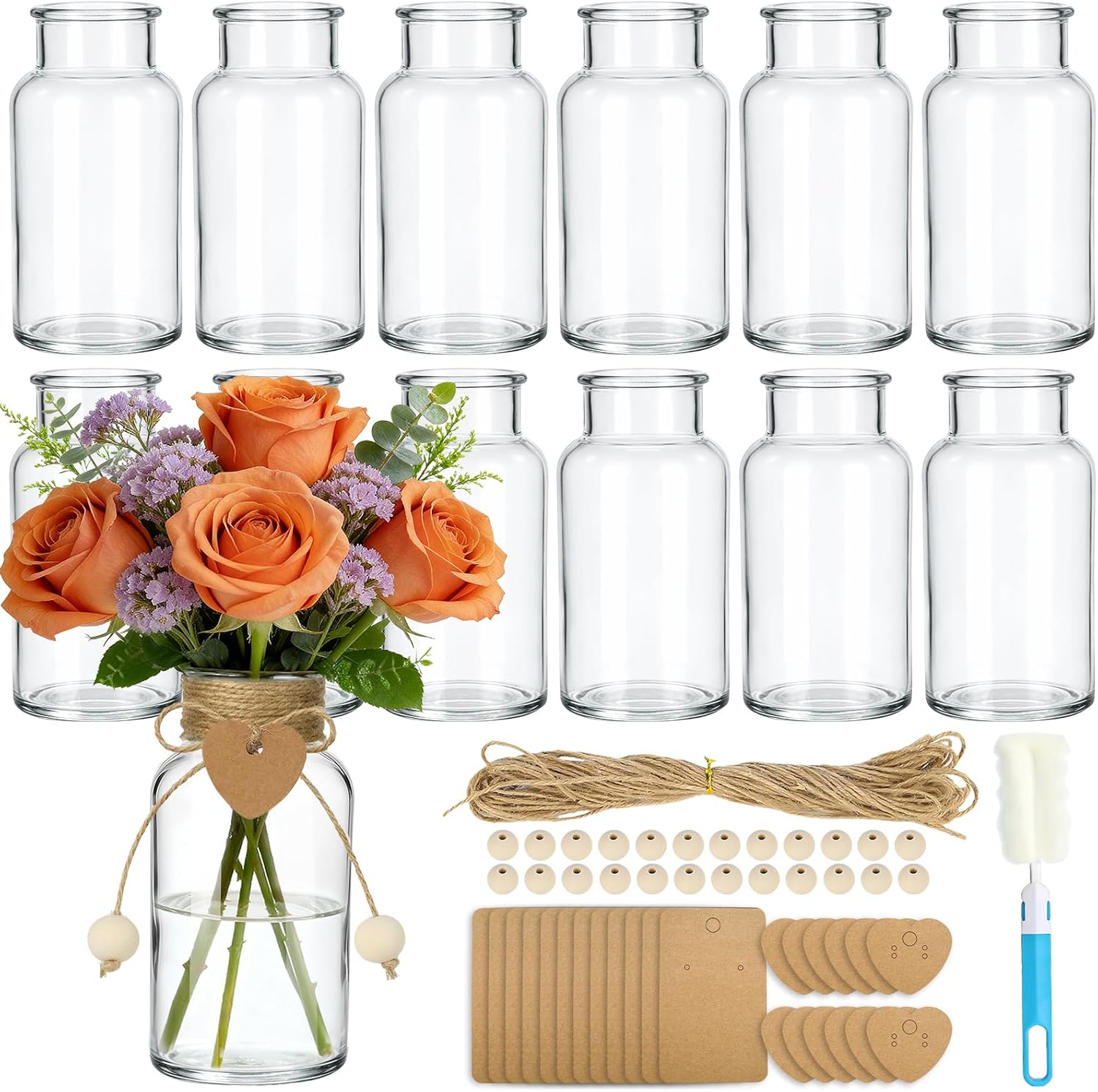 Vintage Glass Mason Jars 12 Pack Wedding Decor