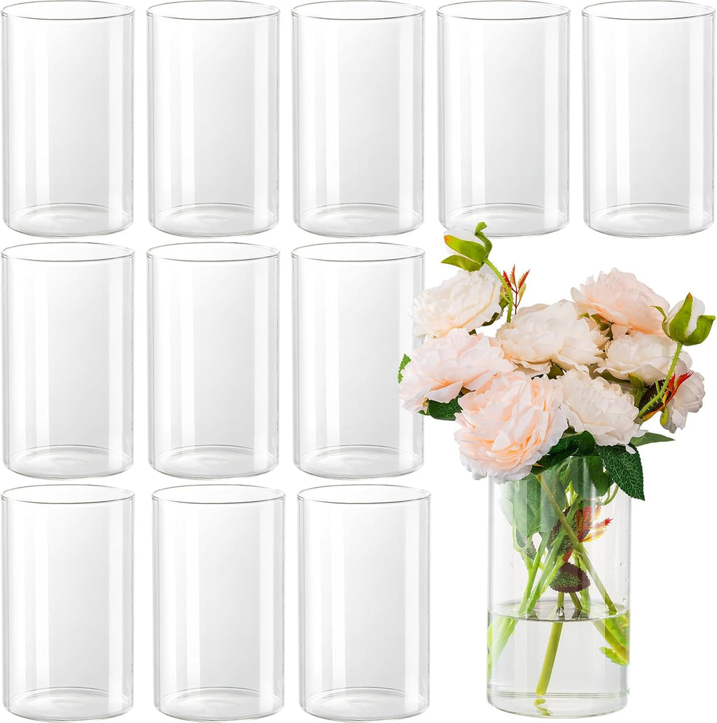 6 Inch Clear Cylinder Vases 12 Pack Wedding Decor
