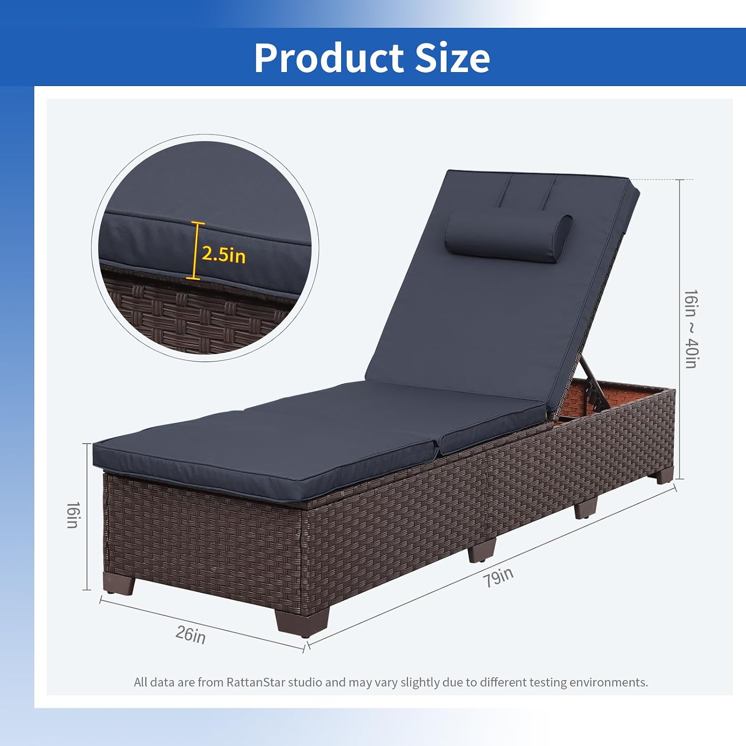 Brown Rattan Adjustable Patio Chaise Lounge Set 2