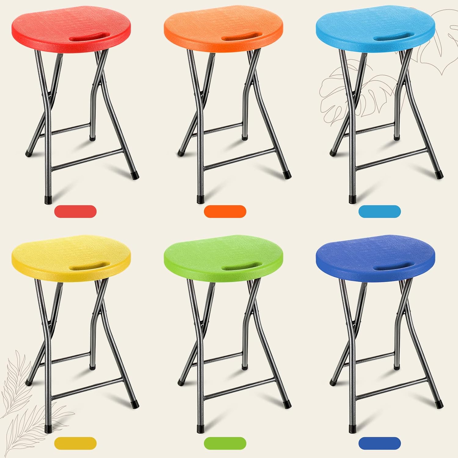 Colorful Foldable Stackable Stools 6 Pack Portable Seats