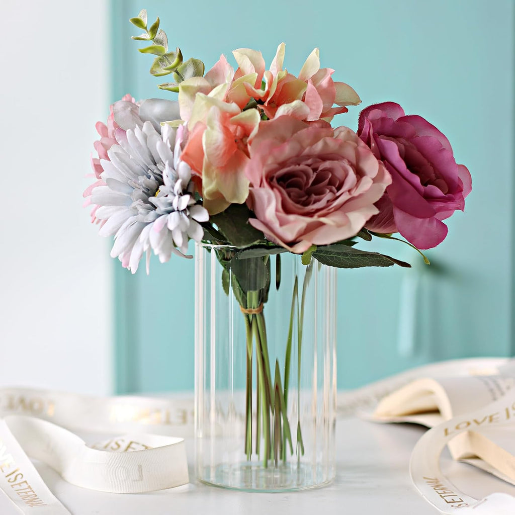 Clear Ribbed Cylinder Vases 12 Pack Wedding Decor