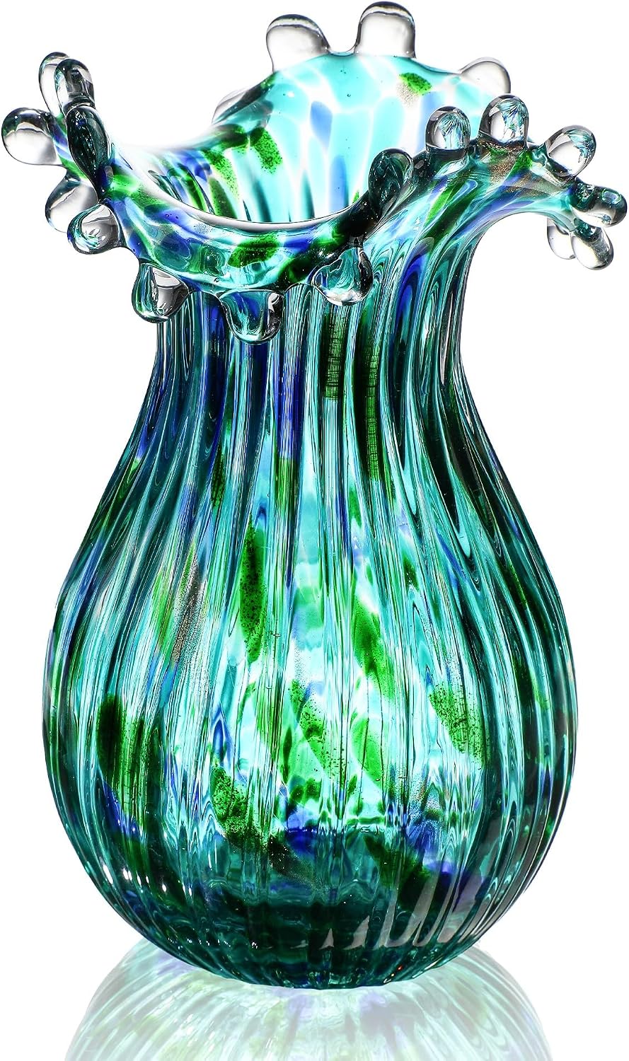Green Bubble Blown Glass Vase Home Wedding Decor