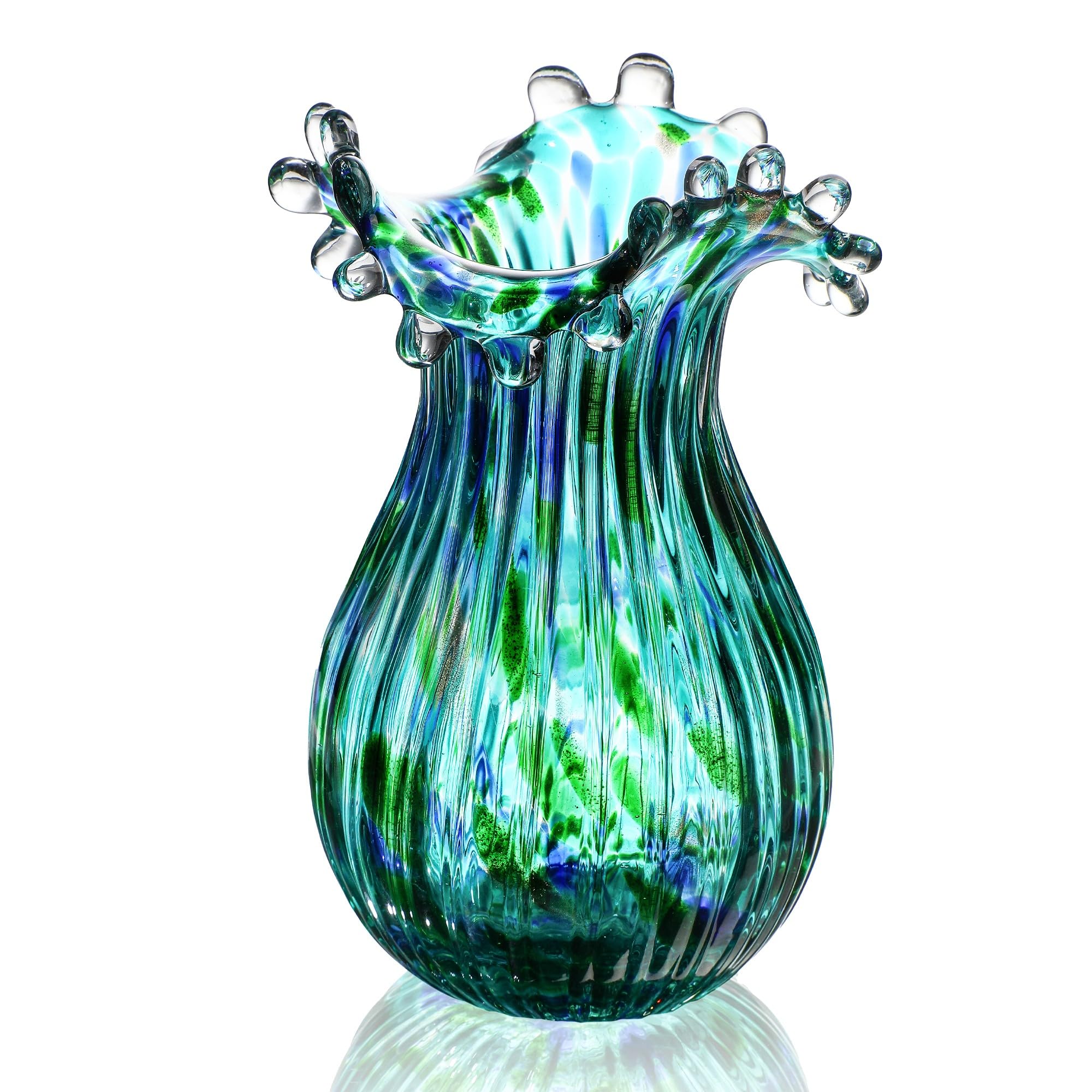 Green Bubble Blown Glass Vase Home Wedding Decor