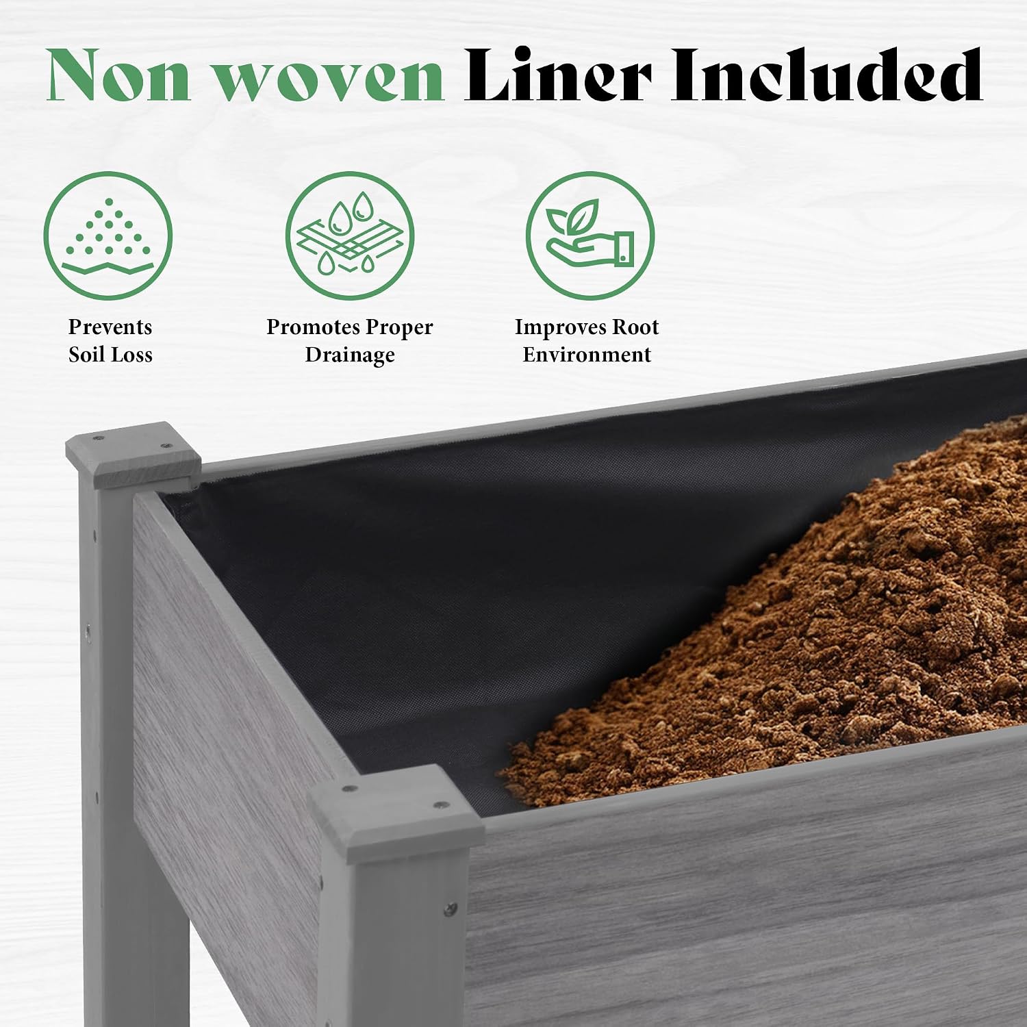 Grey Elevated Wooden Raised Garden Bed
