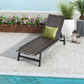 PE Rattan Rolling Adjustable Patio Chaise Lounge