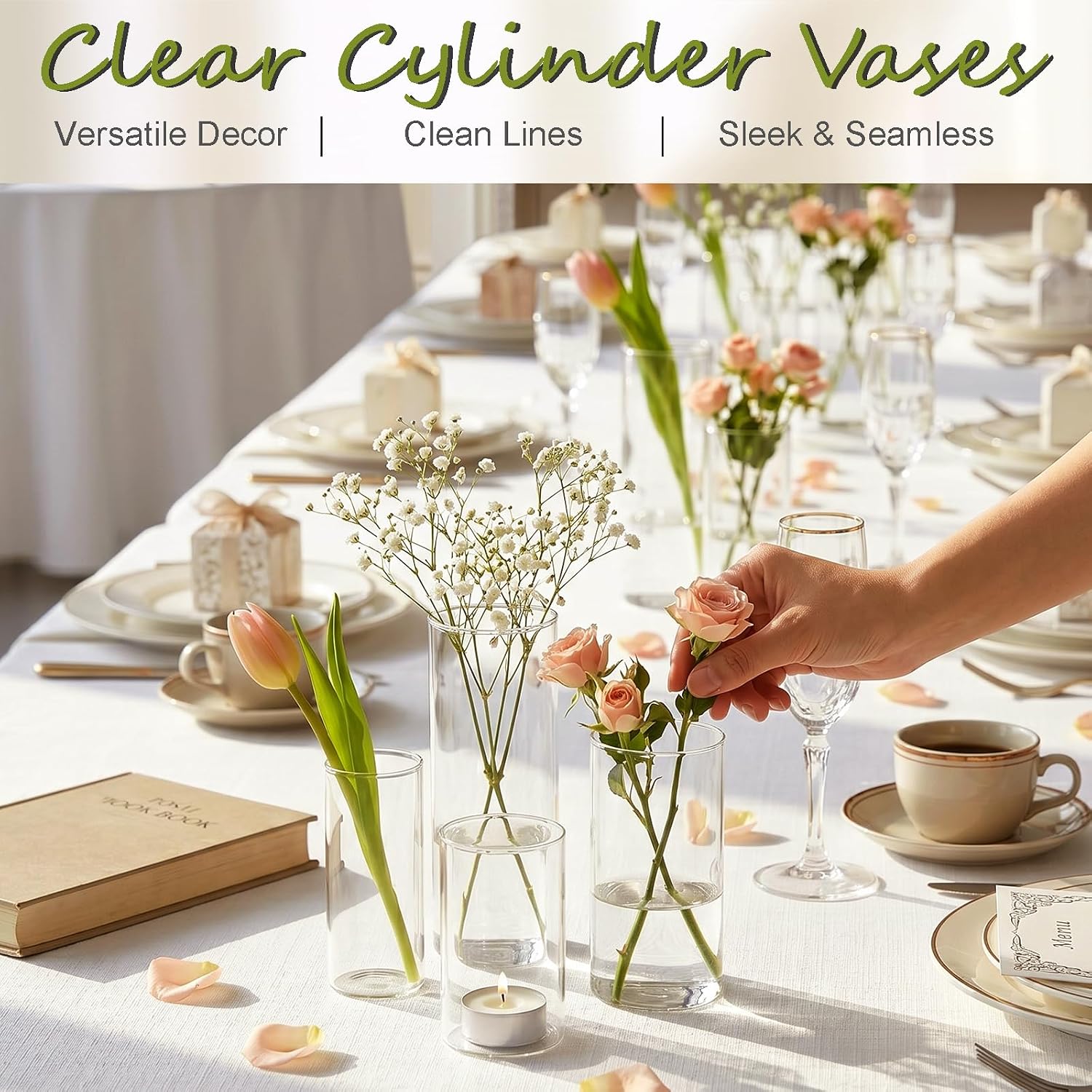 Clear Cylinder Glass Vases 24 Pack Home Wedding Decor
