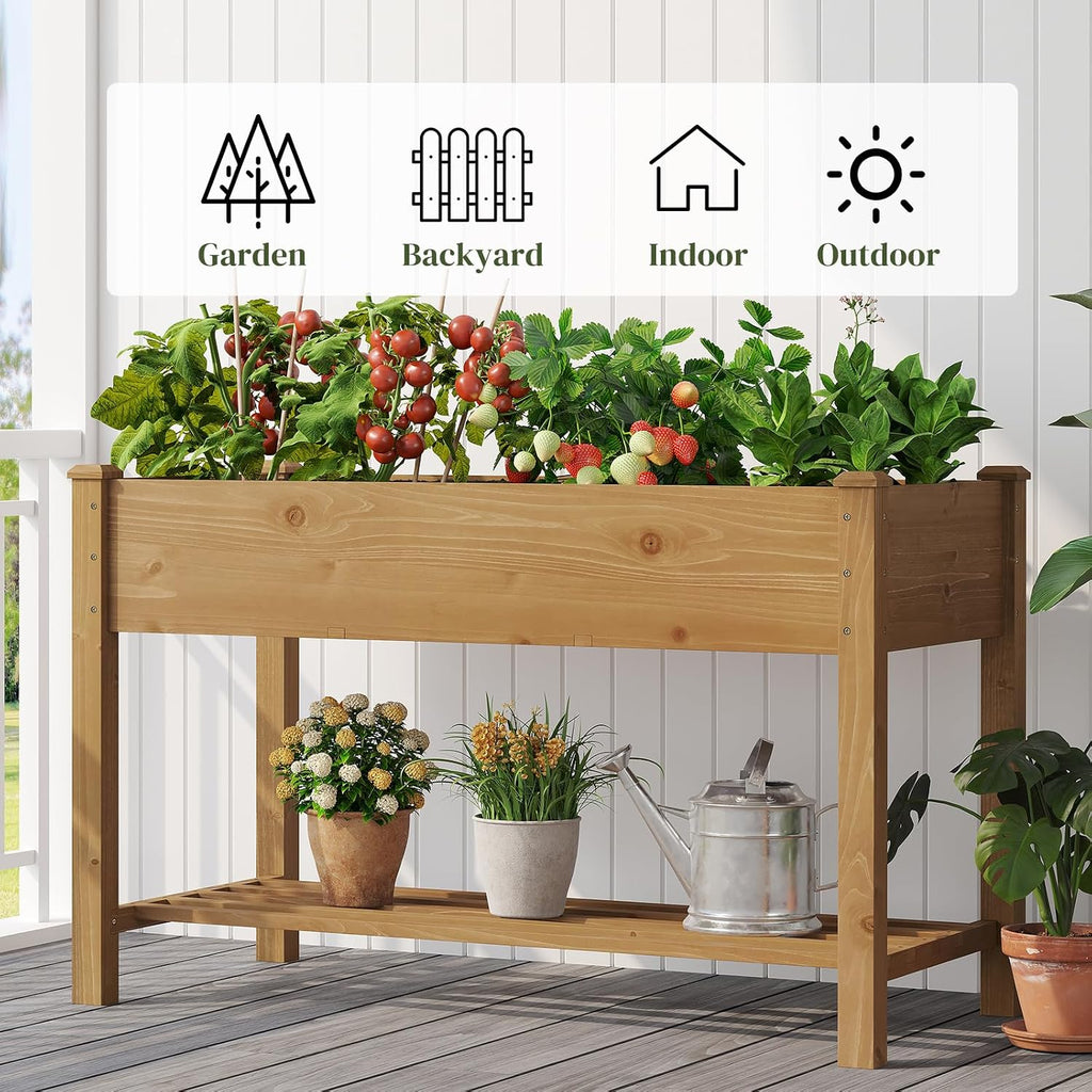 Brown Elevated Wooden Raised Garden Bed