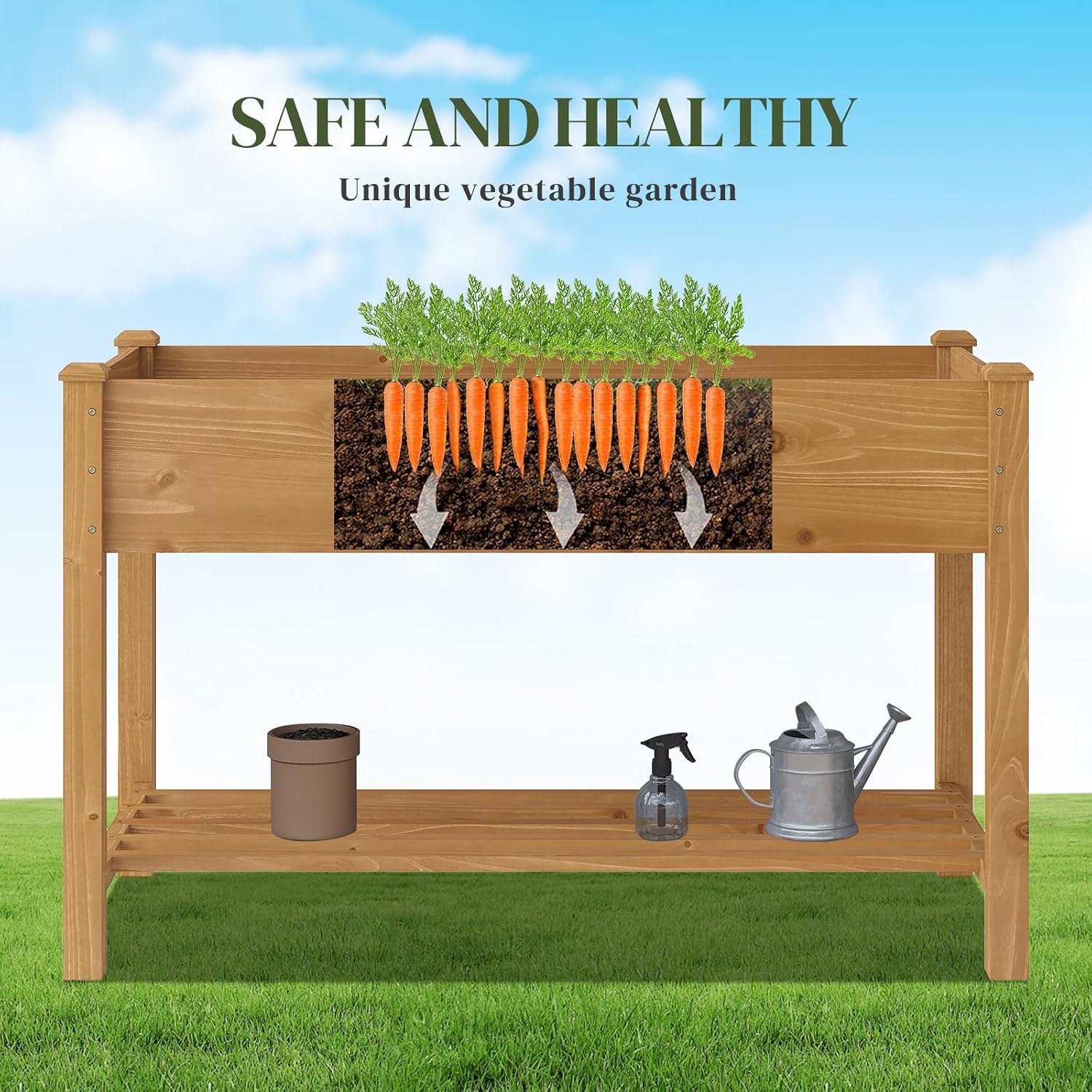Brown Elevated Wooden Raised Garden Bed