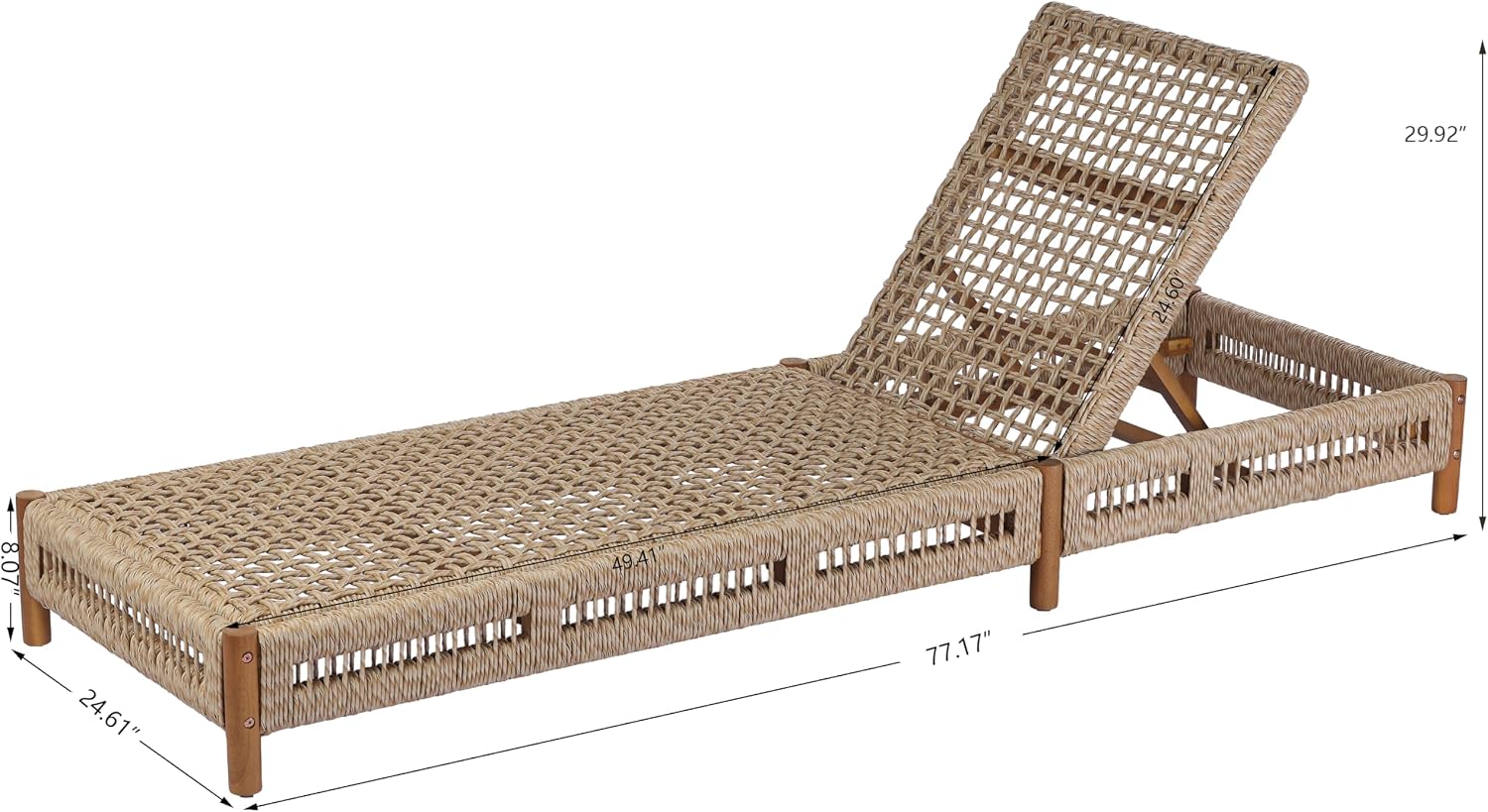 Teak Acacia Wood Wicker Chaise Lounge Set 2