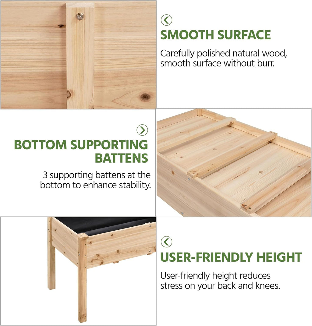 Fir Wood Elevated Garden Planter Box
