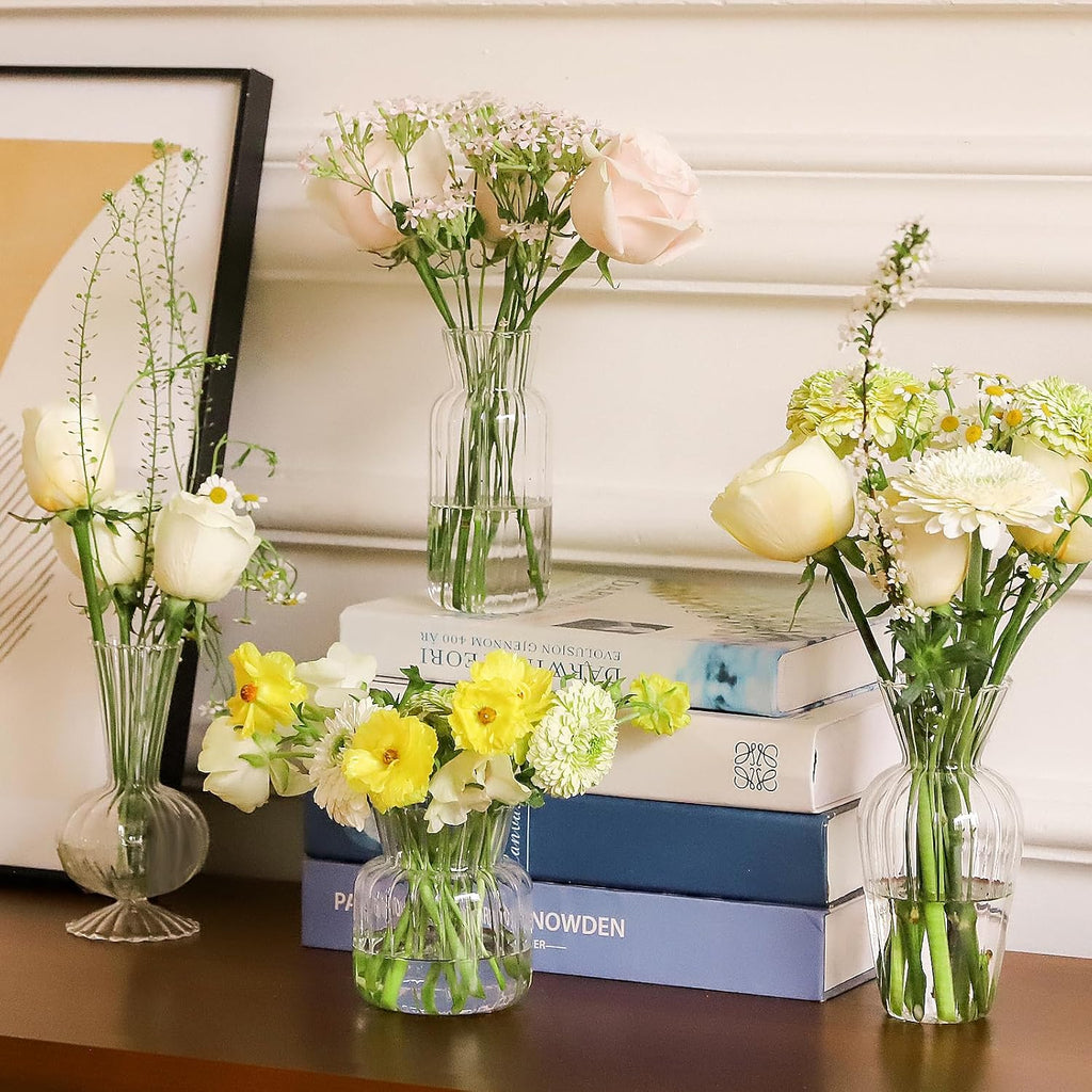 Ribbed Glass Bud Vases 12 Pack Wedding Table Decor