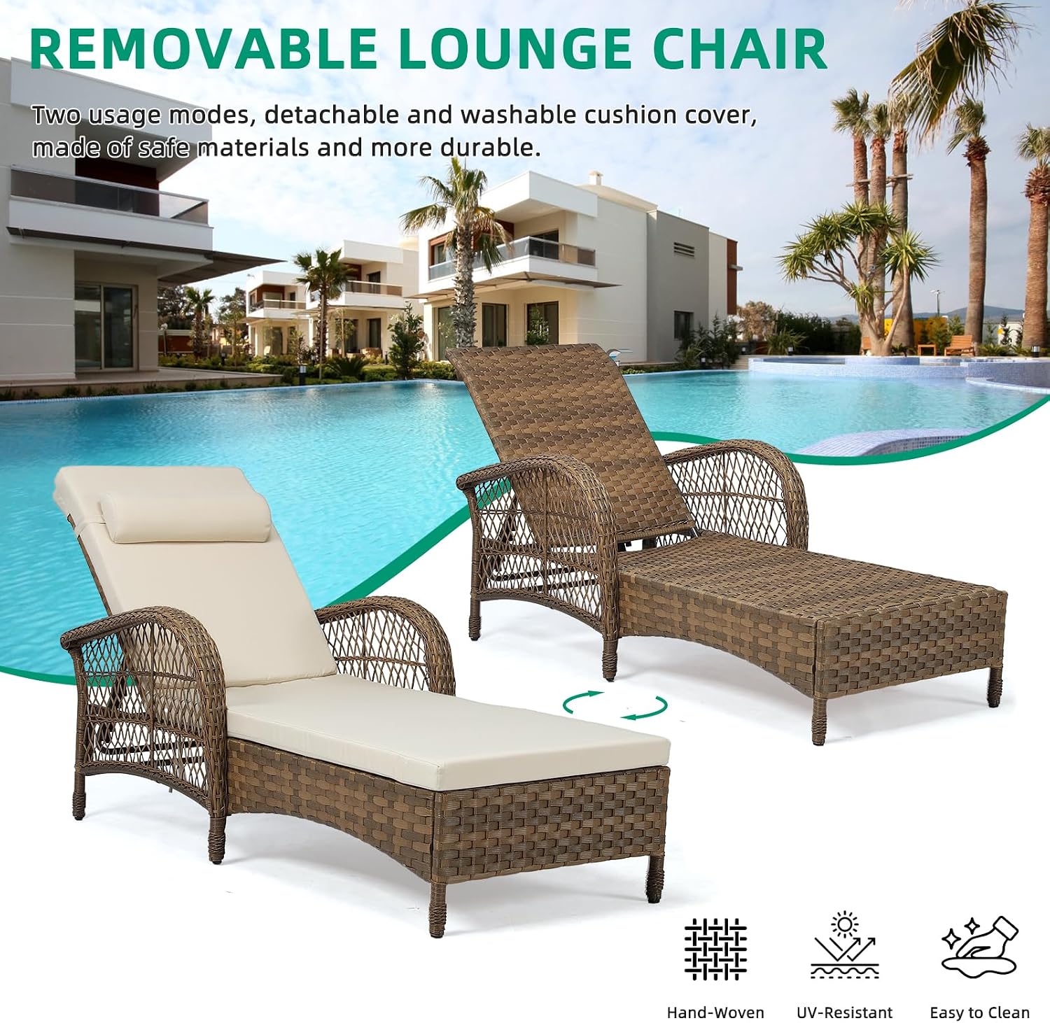 Beige PE Ricker Adjustable Patio Chaise Lounge