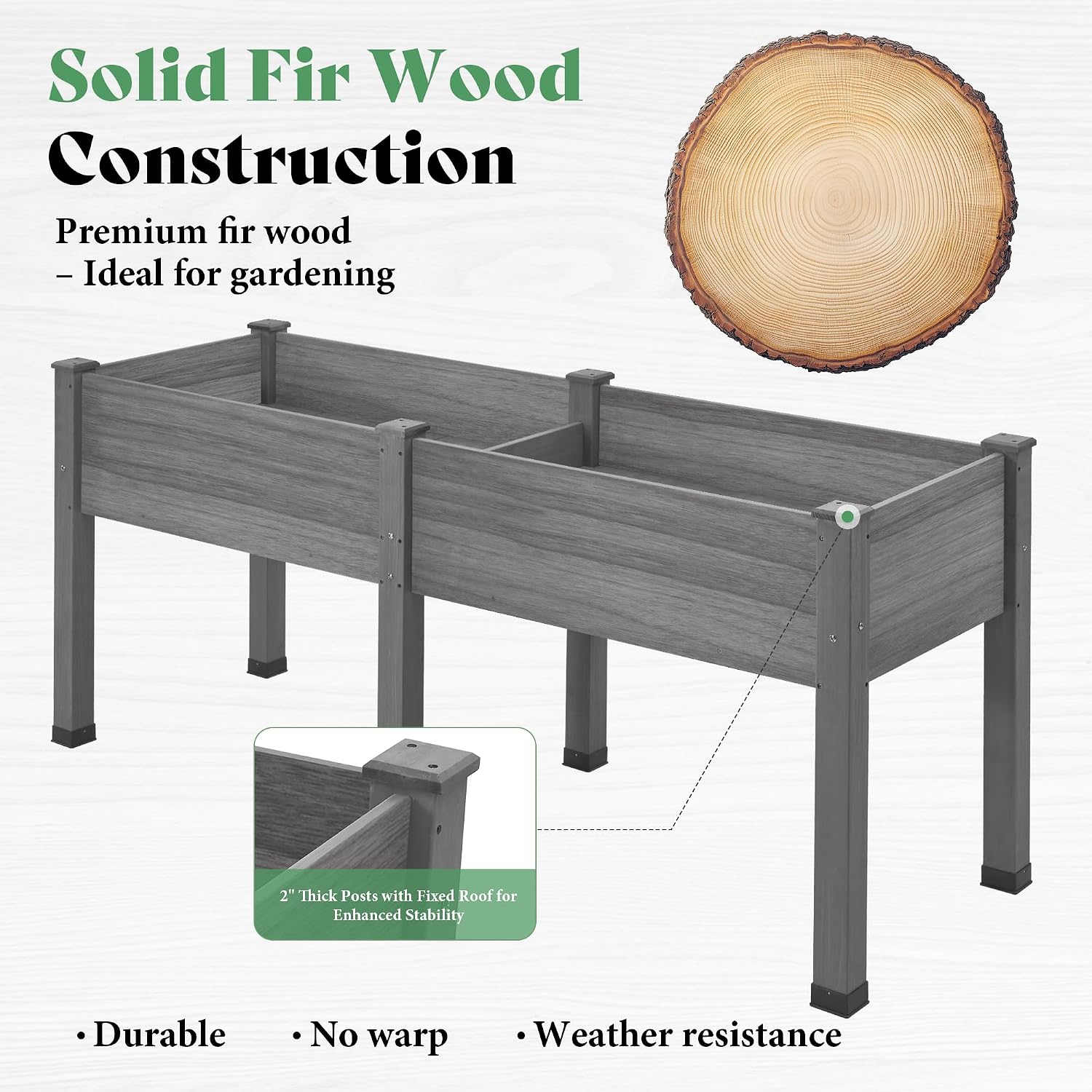 Grey Elevated Wooden Raised Garden Bed
