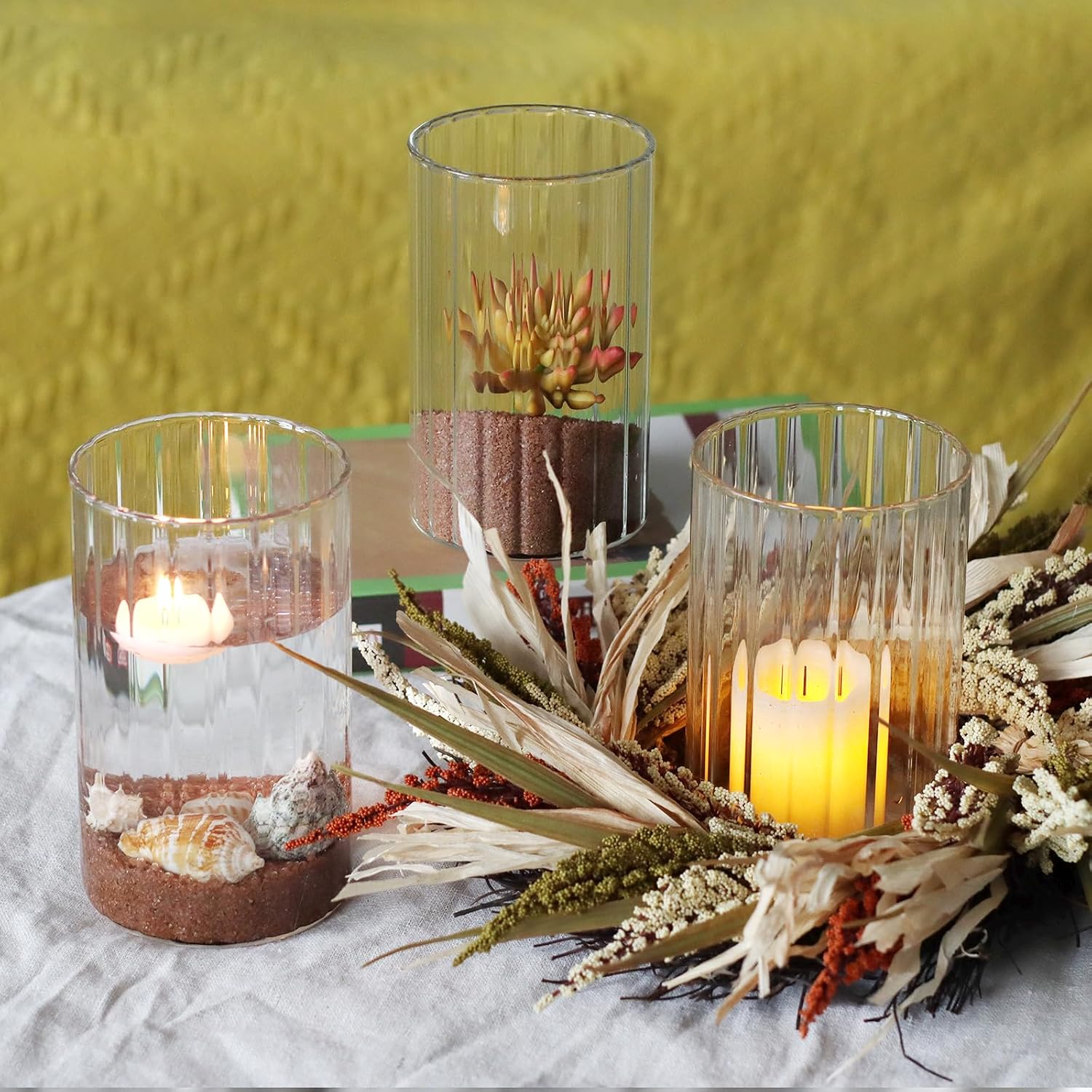 Clear Ribbed Cylinder Vases 12 Pack Wedding Decor