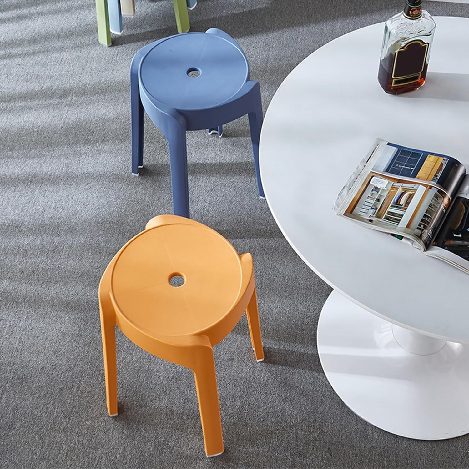 Colorful Round Stackable Plastic Stools 6 Pack