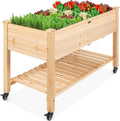 Natural Rolling Wood Elevated Garden Planter