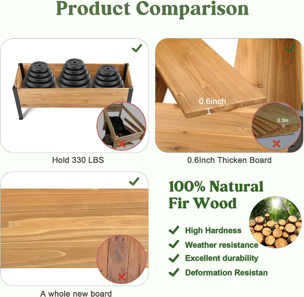 Wood Rectangular Elevated Garden Planter Box