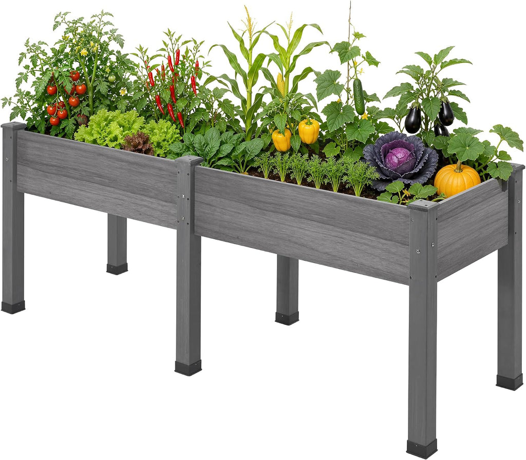 Grey Elevated Wooden Raised Garden Bed