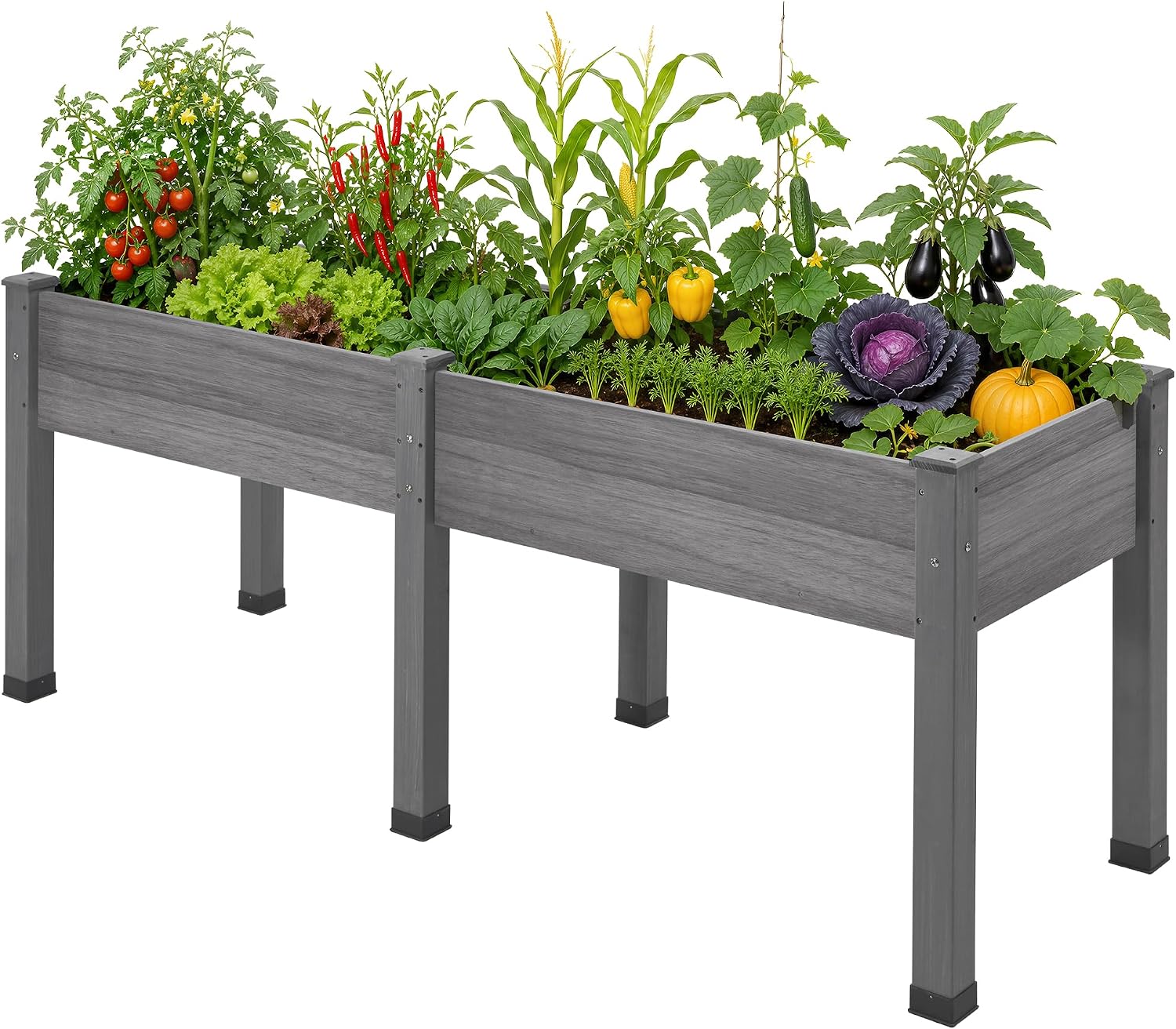Grey Elevated Wooden Raised Garden Bed
