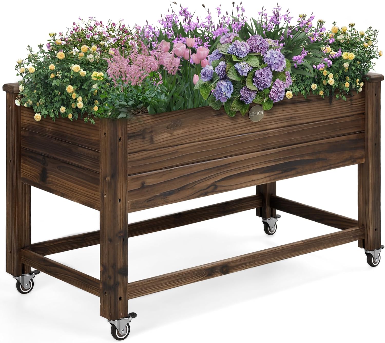 Carbonized Wood Rolling Raised Garden Bed