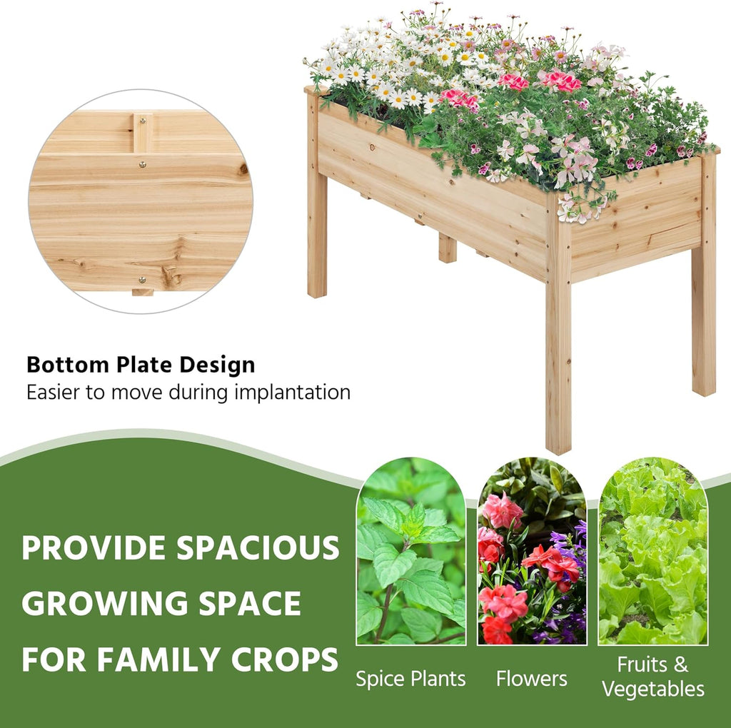 Fir Wood Elevated Garden Planter Box