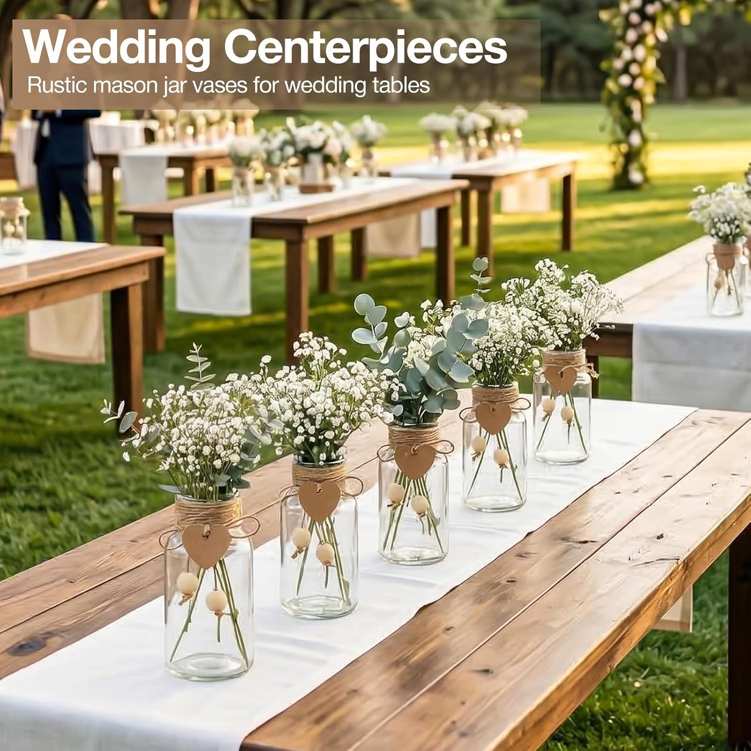 Vintage Glass Mason Jars 12 Pack Wedding Decor
