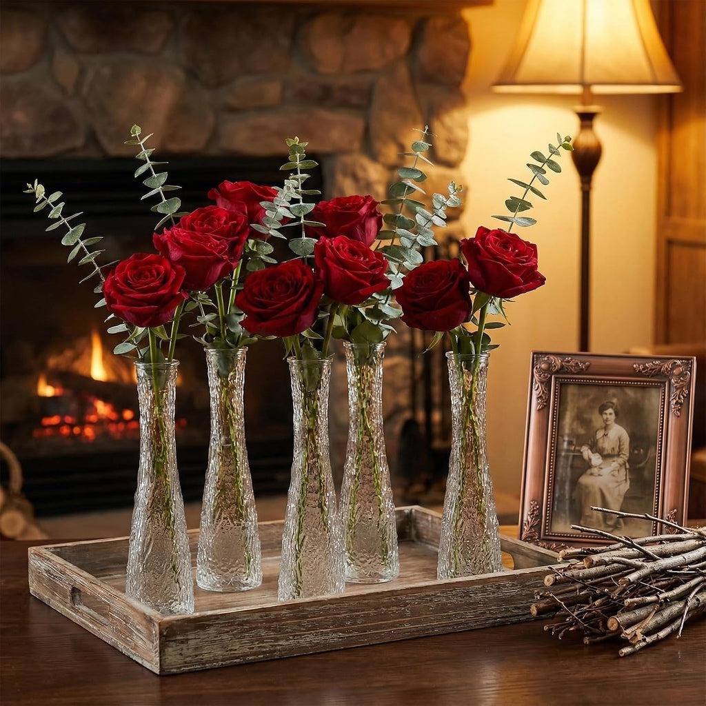 Clear Ripple Glass Bud Vases 12 Pack Wedding Decor