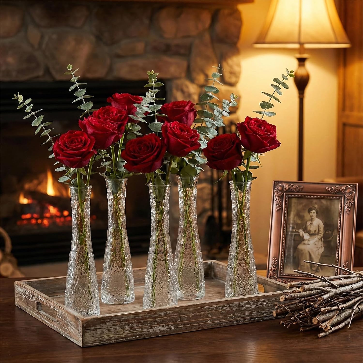 Clear Ripple Glass Bud Vases 12 Pack Wedding Decor