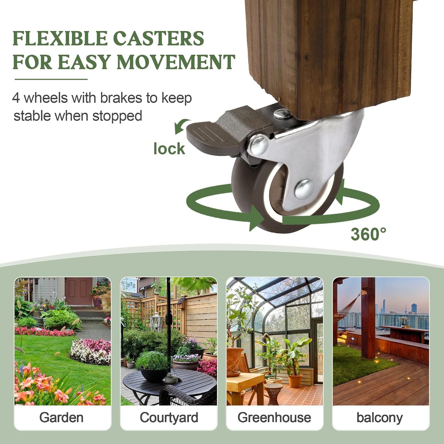 Carbonized Wood Rolling Raised Garden Bed