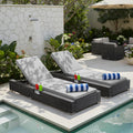 Light Grey Heavy Duty Wicker Chaise Lounge Set 2