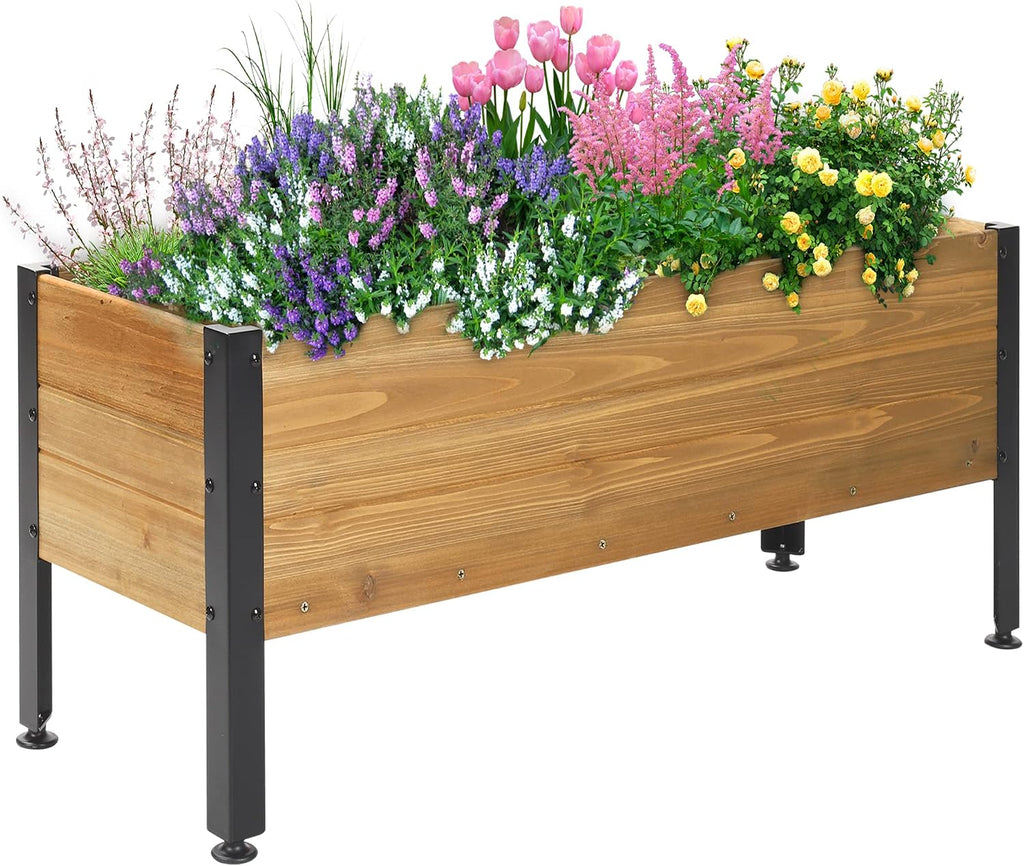 Wood Rectangular Elevated Garden Planter Box