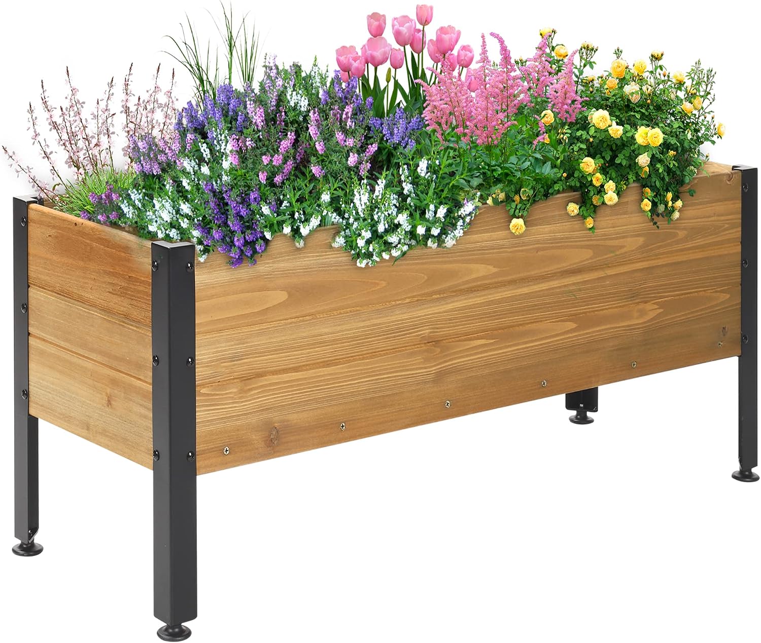 Wood Rectangular Elevated Garden Planter Box