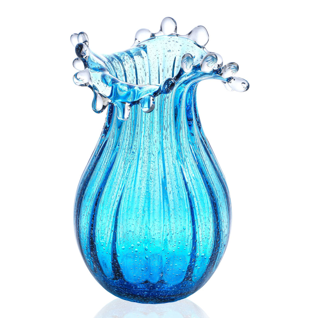 Green Bubble Blown Glass Vase Home Wedding Decor