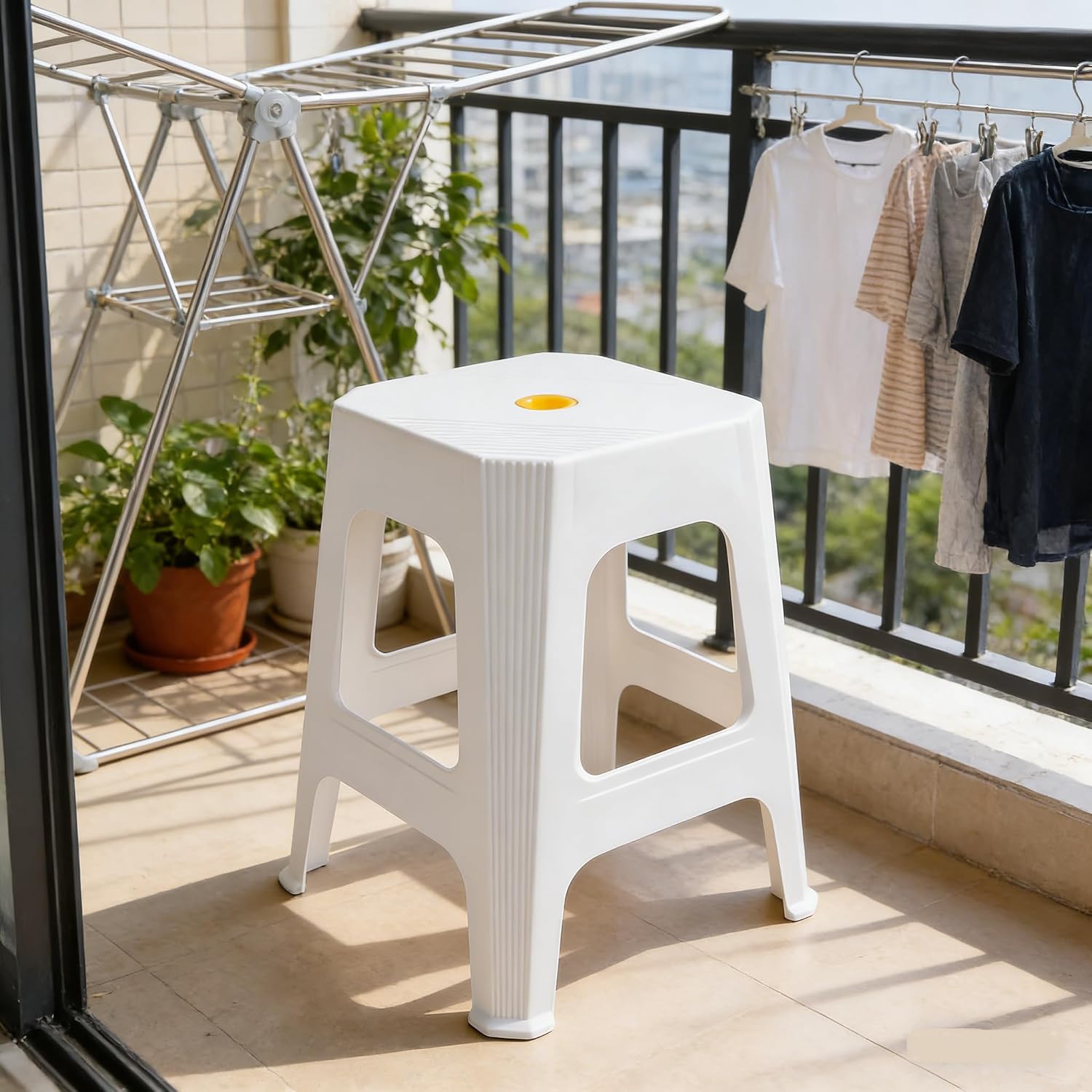White Stackable Counter Stools 6 Pack Indoor Outdoor Seats