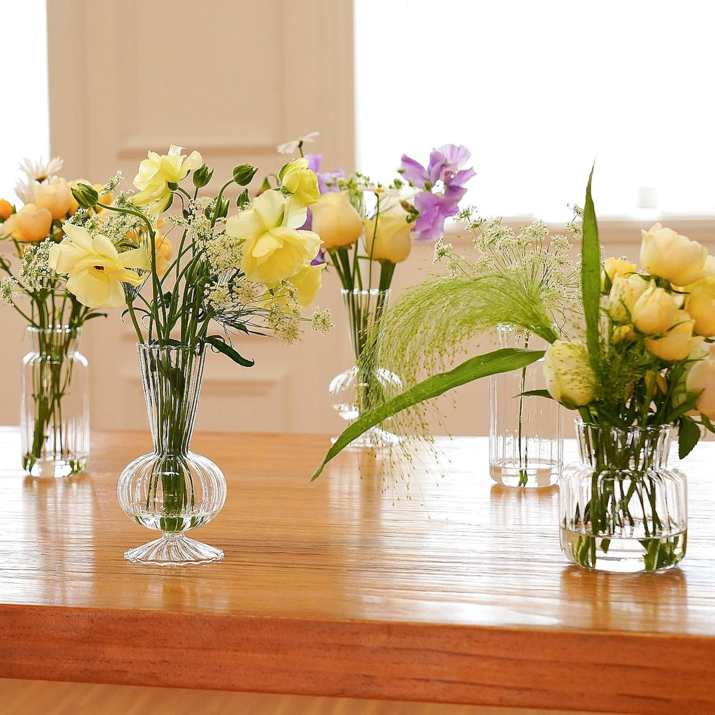 Ribbed Glass Bud Vases 12 Pack Wedding Table Decor
