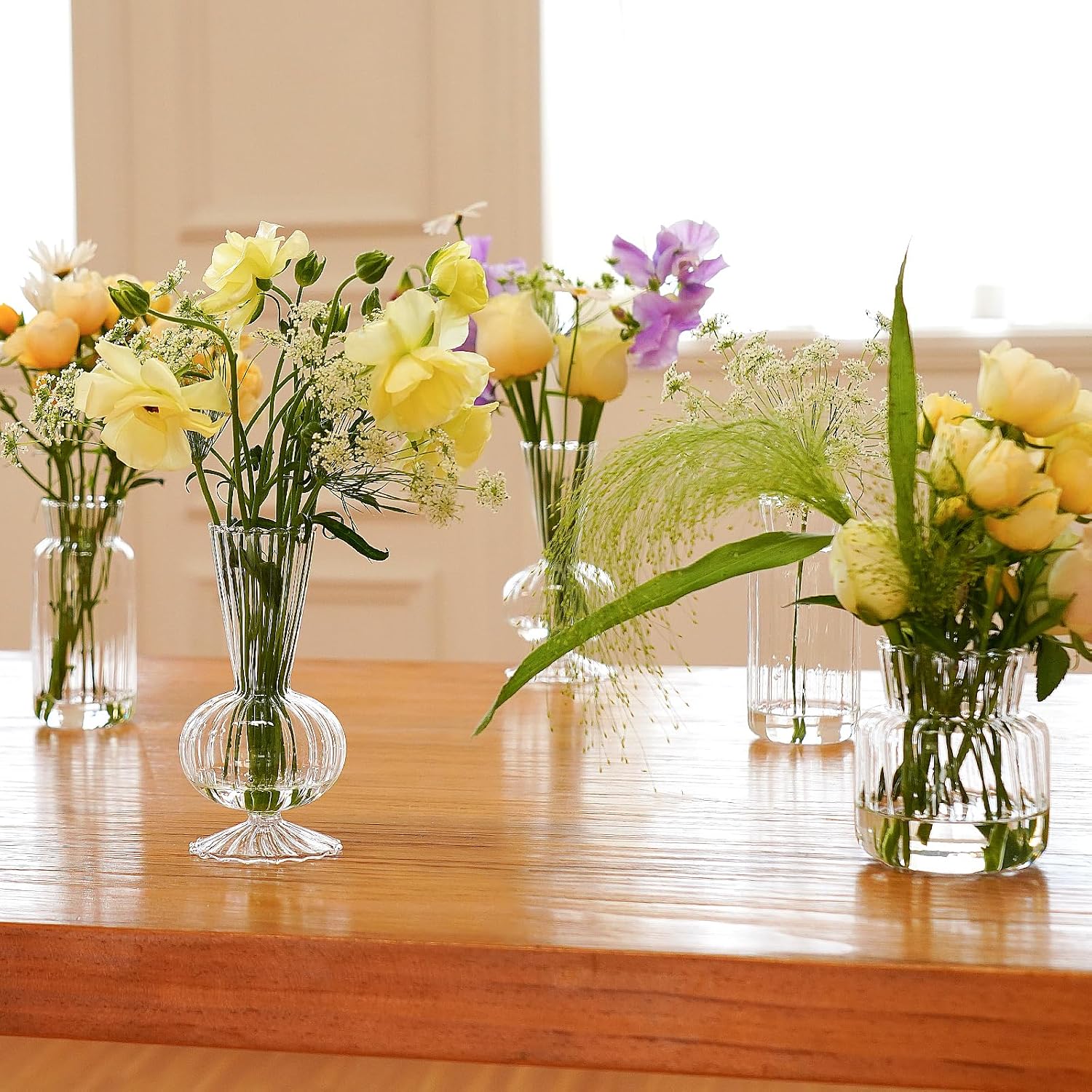Ribbed Glass Bud Vases 12 Pack Wedding Table Decor