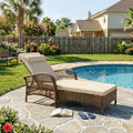 Beige PE Ricker Adjustable Patio Chaise Lounge