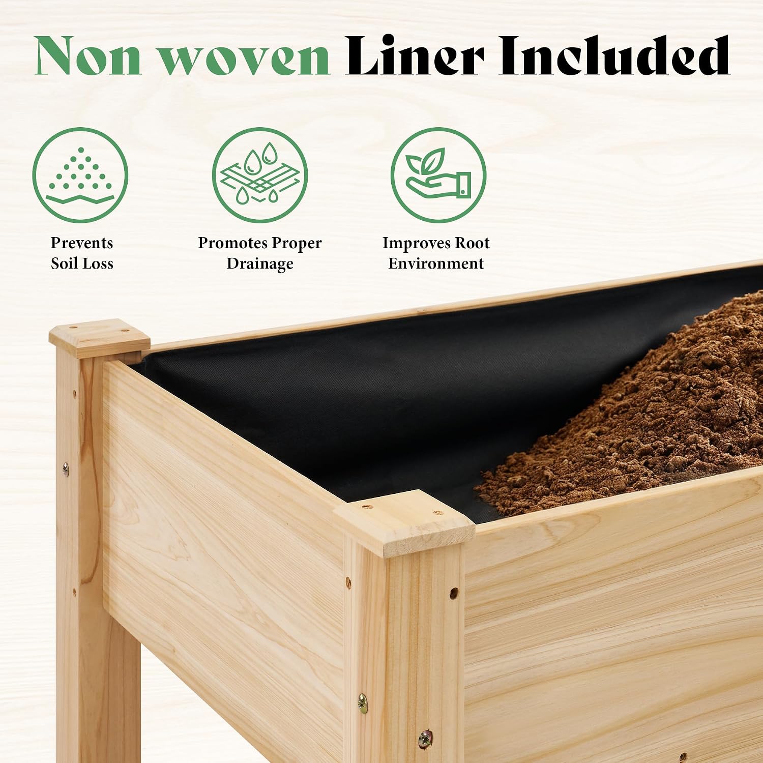 Light Wood Elevated Raised Garden Planter Box