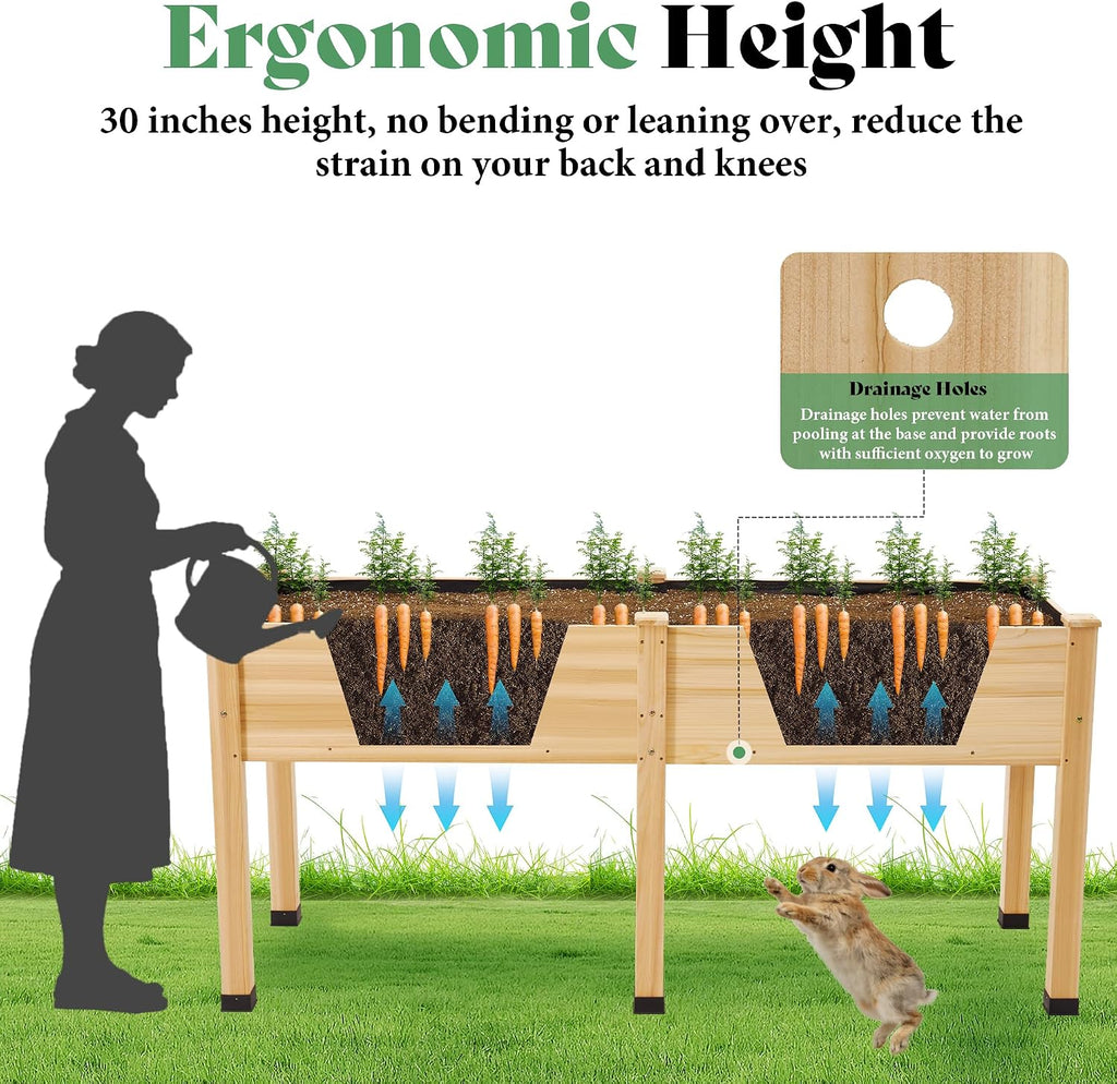 Light Wood Elevated Raised Garden Planter Box