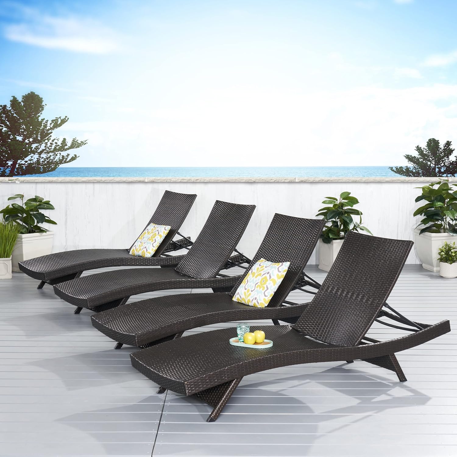 Multibrown Wicker Outdoor Lounge Set 4
