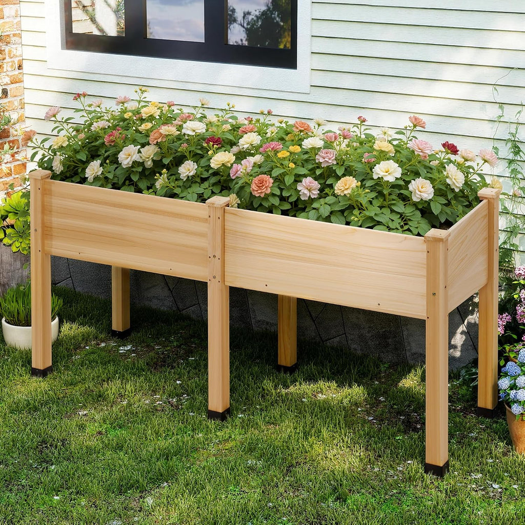 Light Wood Elevated Raised Garden Planter Box