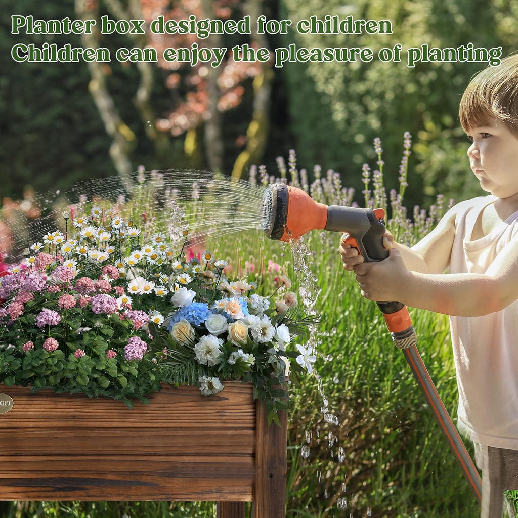 Carbonized Wood Rolling Raised Garden Bed
