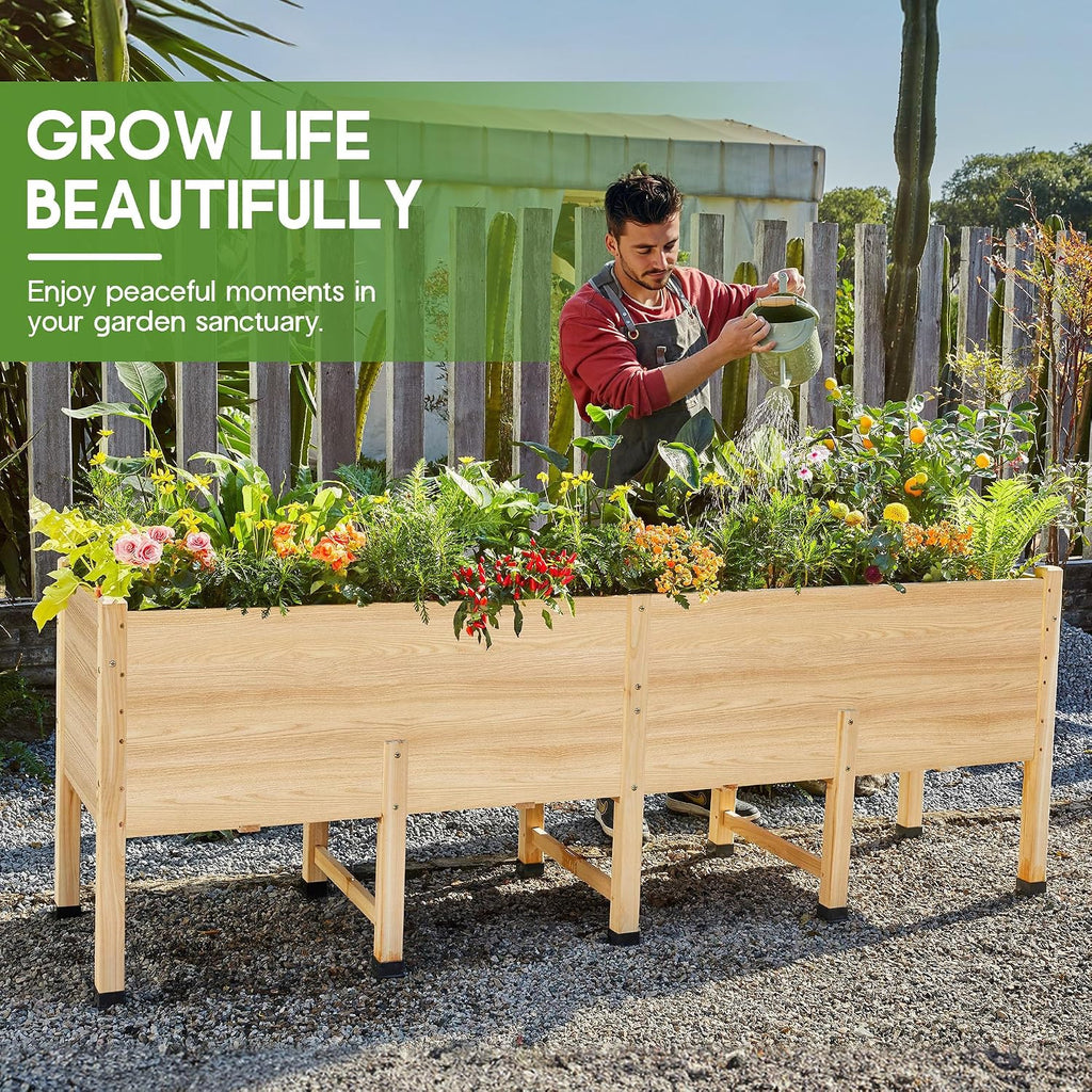 Wood Elevated Deep Root Garden Planter Box